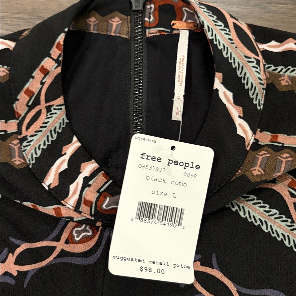 New With Tags Free People Stella Print Long Sleeve Dress Sz L - Picture 6 of 10